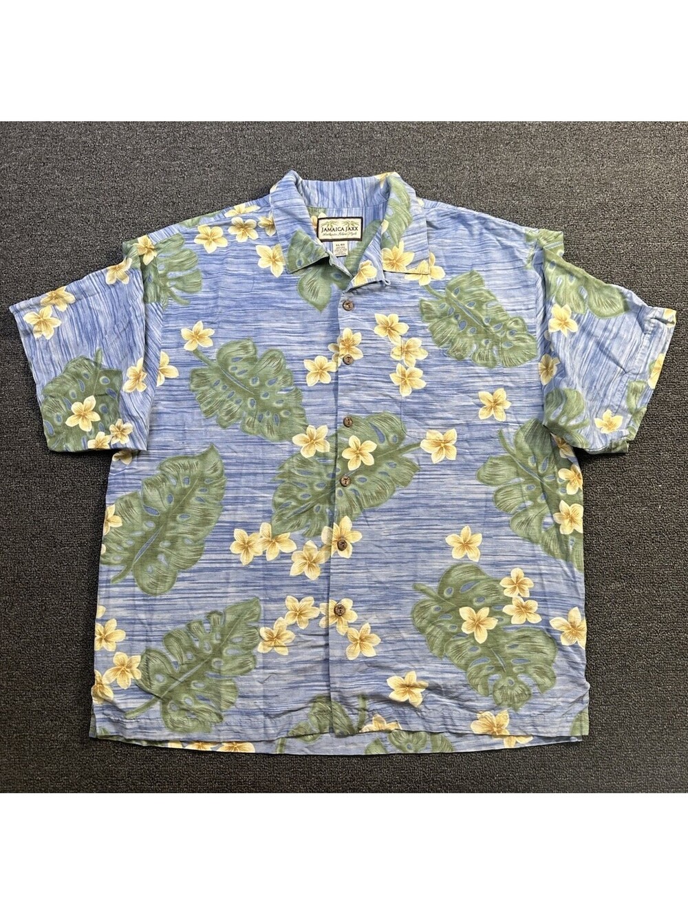 Jamaica Jaxx Hawaiian Shirt Blue and Yellow 100% Silk XL